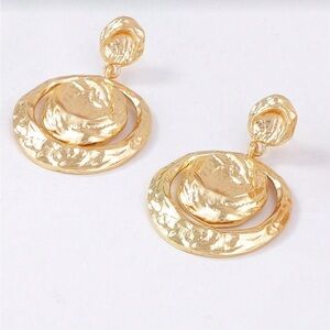 ZARA Gold Textured Statement Earrings